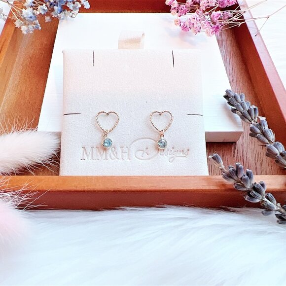 New Sparkly Heart Stud Earrings with Cubic Zirconia Charm | Handmade in BC - Picture 1 of 4